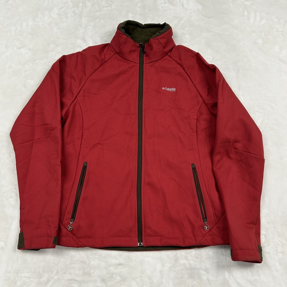 Columbia Titanium Softshell Jacket Womens L Red Full Zip Fleece Lined SL6128